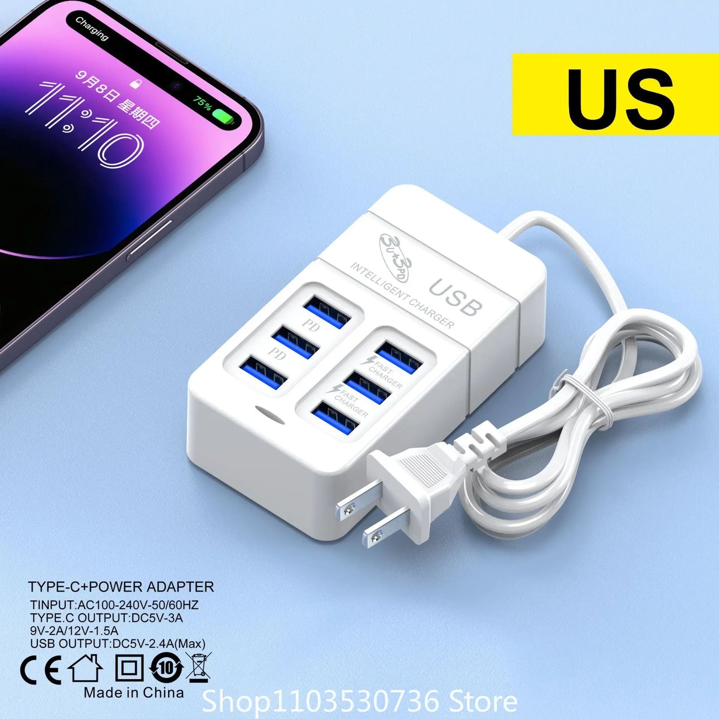 6-Port Multiport USB Charger (35W PD):